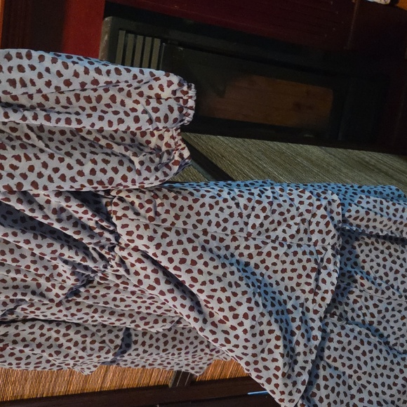 Blue & Brown Polka Dot 3-Layered Ruffle Long Dress - Picture 8 of 11